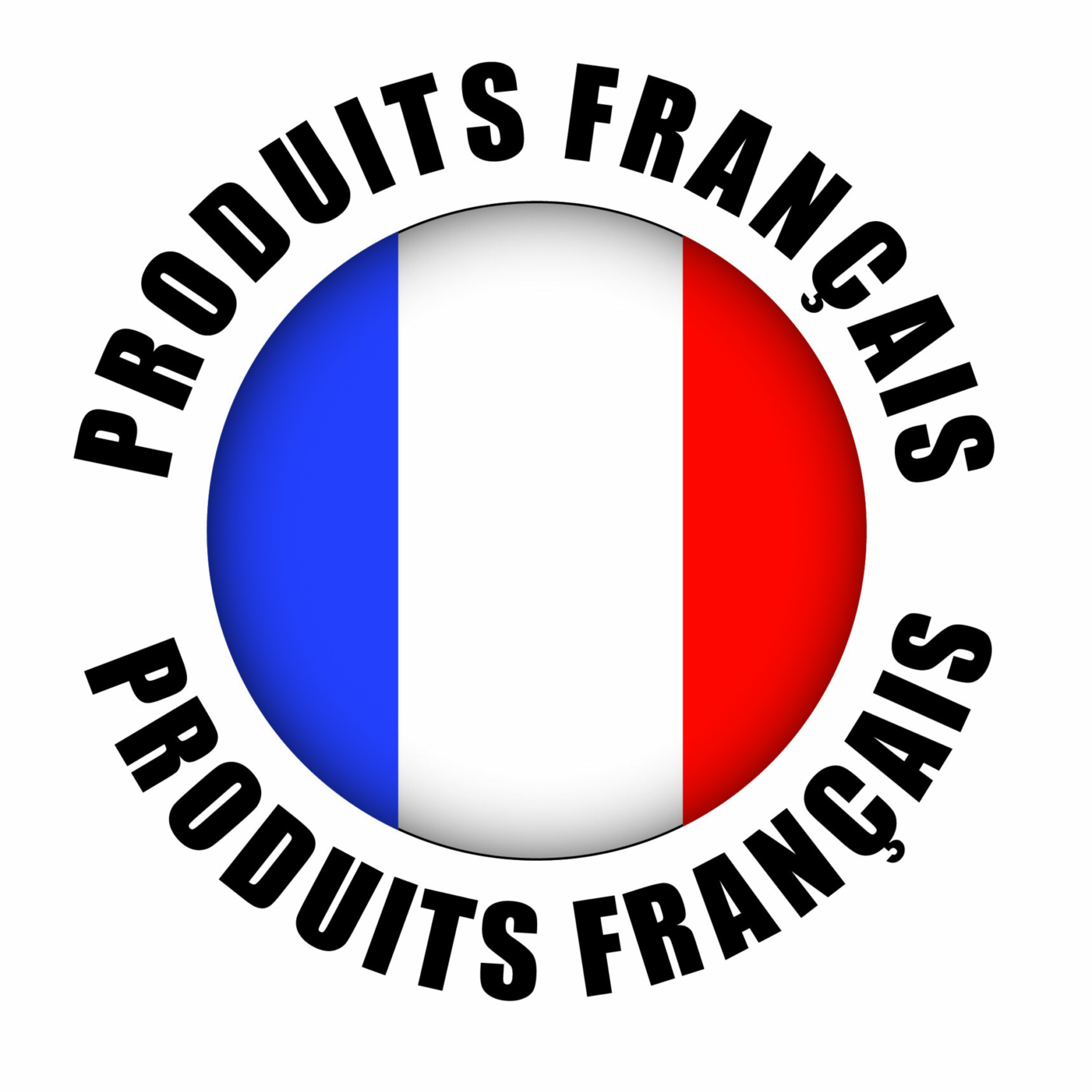 Logo avec le texte "Produits Français" et le drapeau tricolore, Volets Guignard.